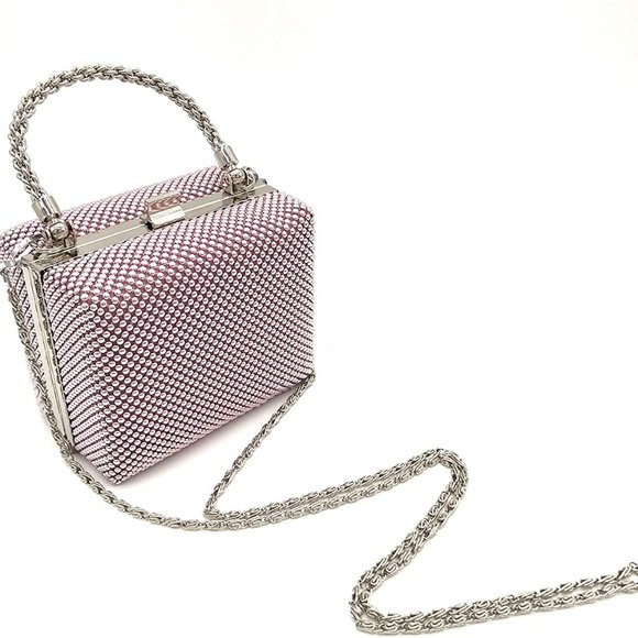 Boutique Handbags - clutch Metal beaded mesh evening box purse